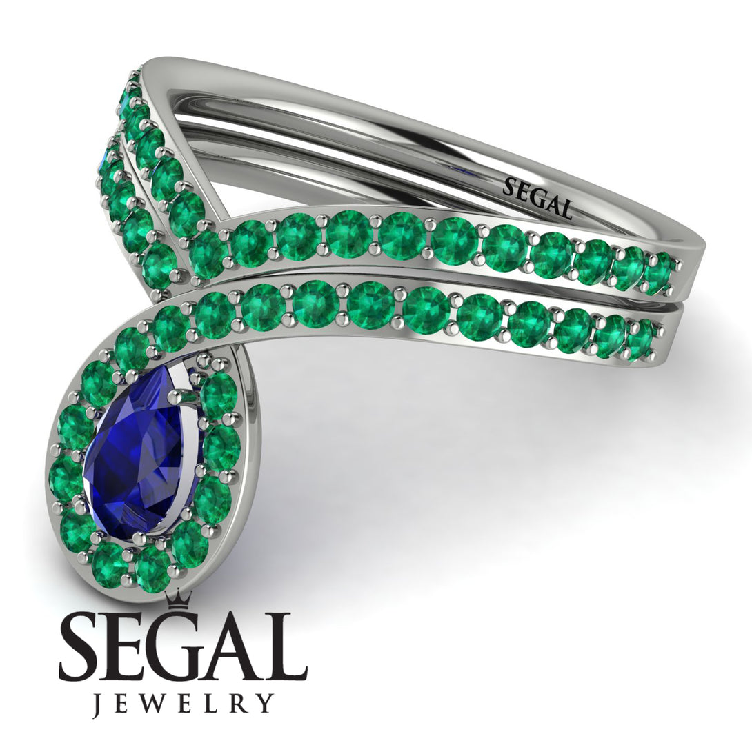 Sapphire Pear Shape Stacking Bridal Set - Emilia No. 30