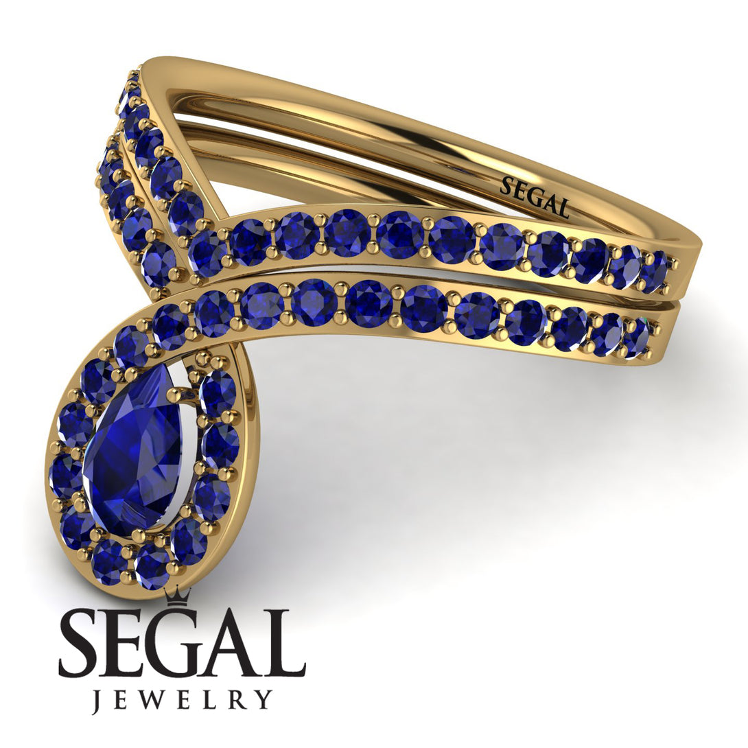 Sapphire Pear Shape Stacking Bridal Set - Emilia No. 73