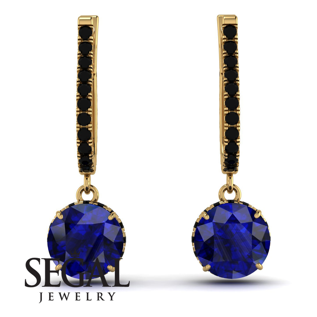 Sapphire Dangle Earrings With Hidden Halo - Adaline No. 43