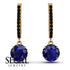 Sapphire Dangle Earrings With Hidden Halo - Adaline No. 43