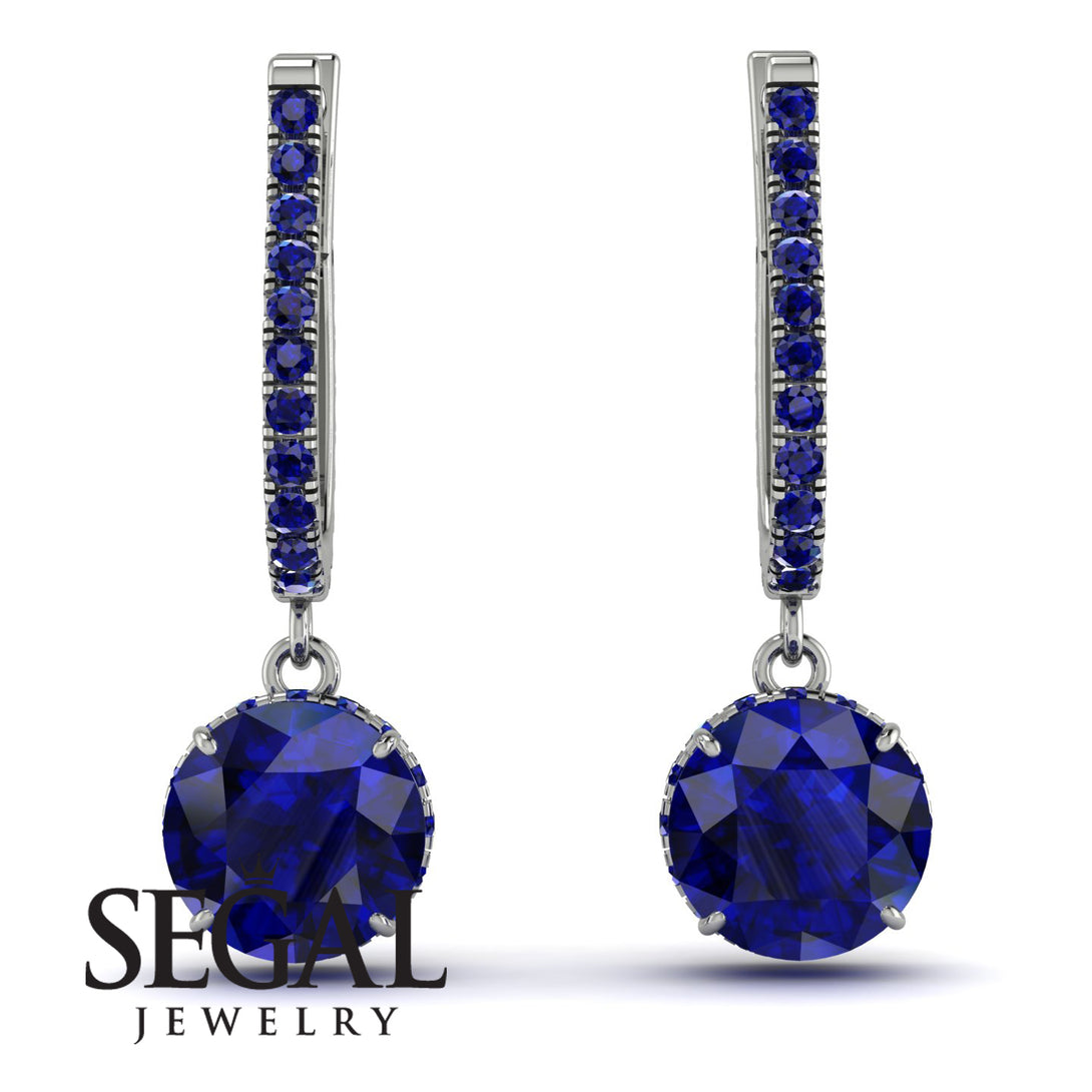 Sapphire Dangle Earrings With Hidden Halo - Adaline No. 75
