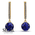 Sapphire Dangle Earrings With Hidden Halo - Adaline No. 13