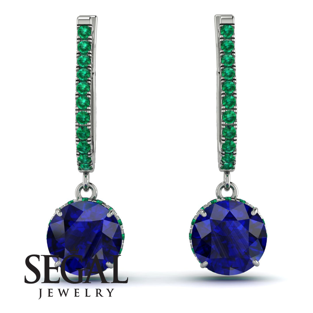 Sapphire Dangle Earrings With Hidden Halo - Adaline No. 30
