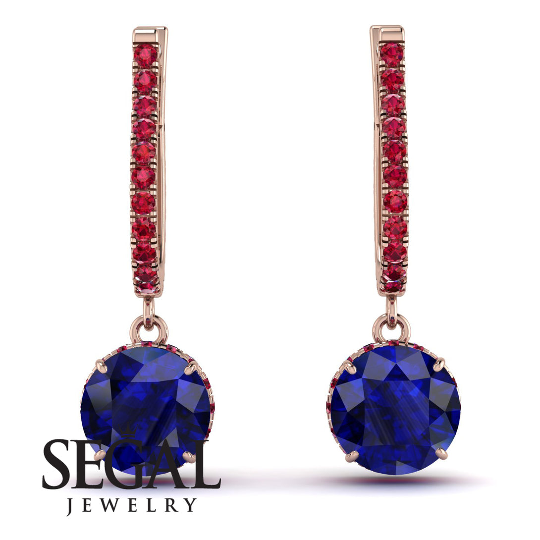 Sapphire Dangle Earrings With Hidden Halo - Adaline No. 59