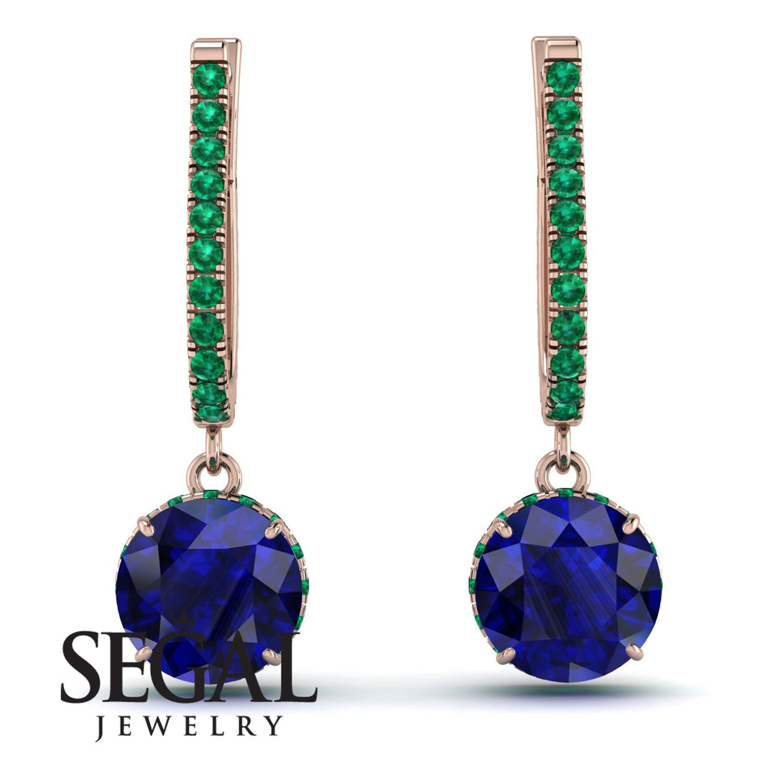 Sapphire Dangle Earrings With Hidden Halo - Adaline No. 29