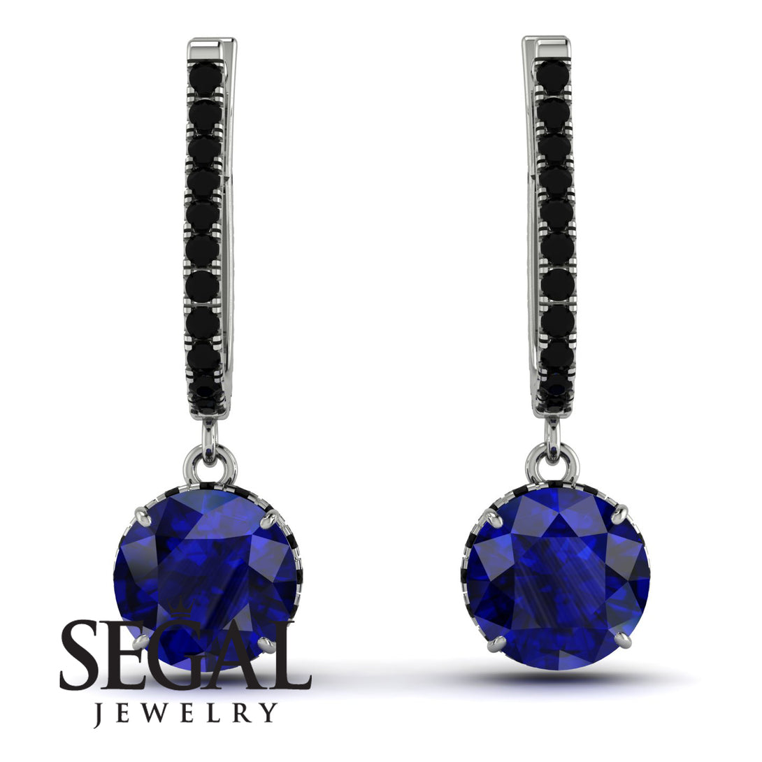 Sapphire Dangle Earrings With Hidden Halo - Adaline No. 45