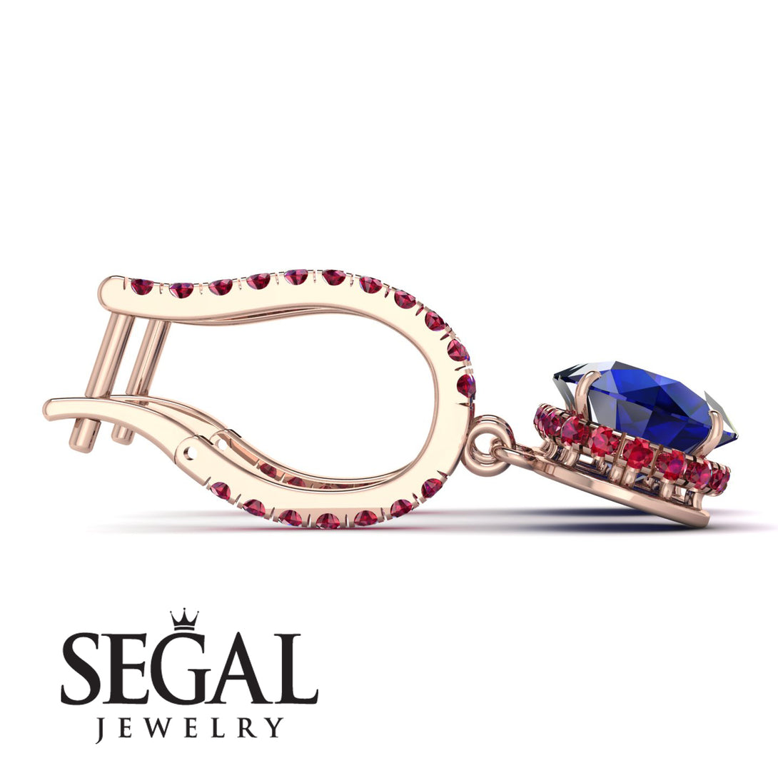 Sapphire Dangle Earrings With Hidden Halo - Adaline No. 59
