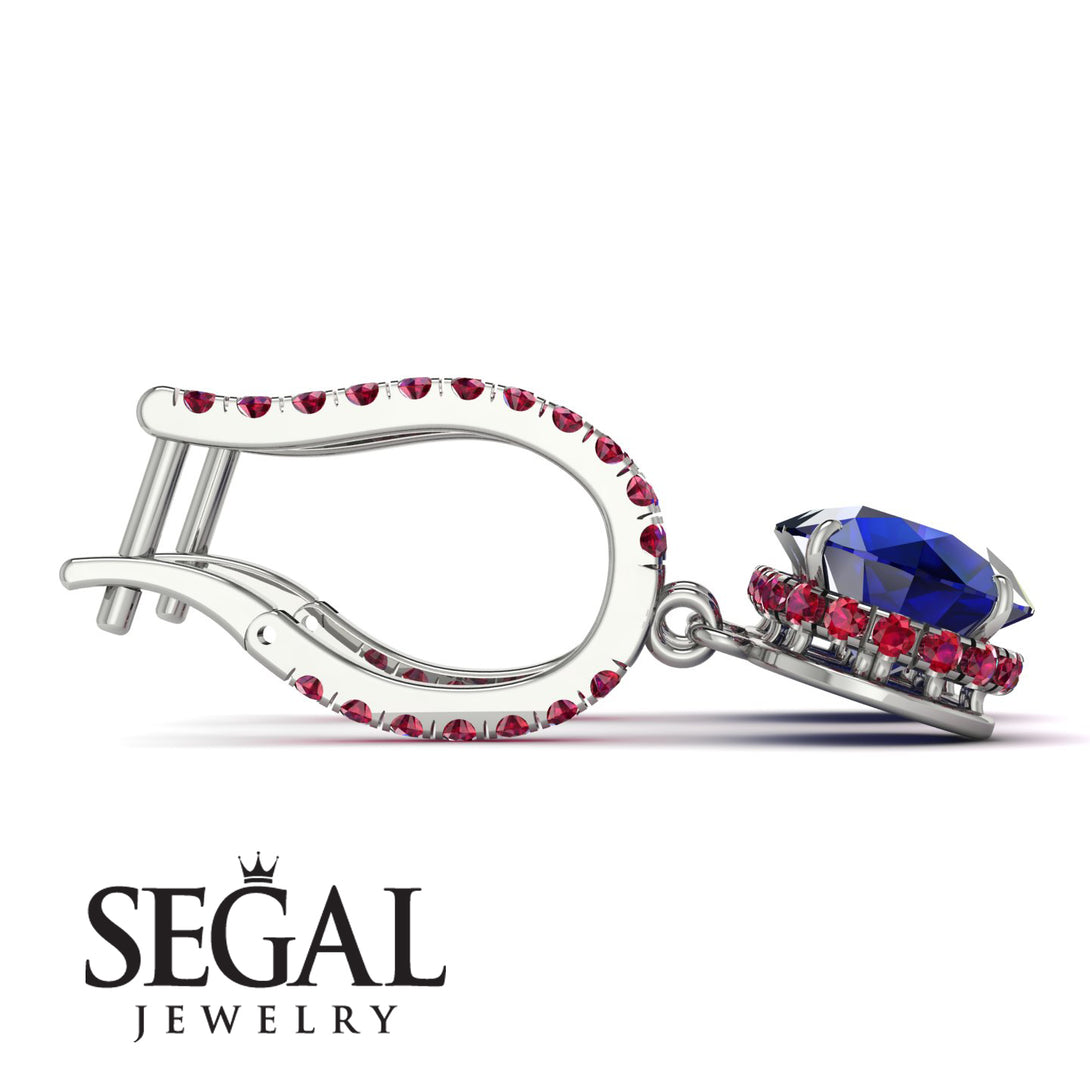 Sapphire Dangle Earrings With Hidden Halo - Adaline No. 60