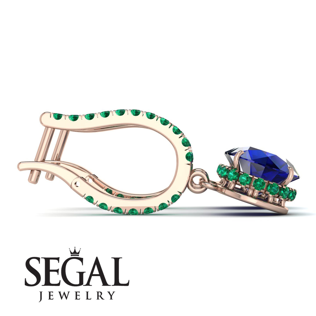 Sapphire Dangle Earrings With Hidden Halo - Adaline No. 29