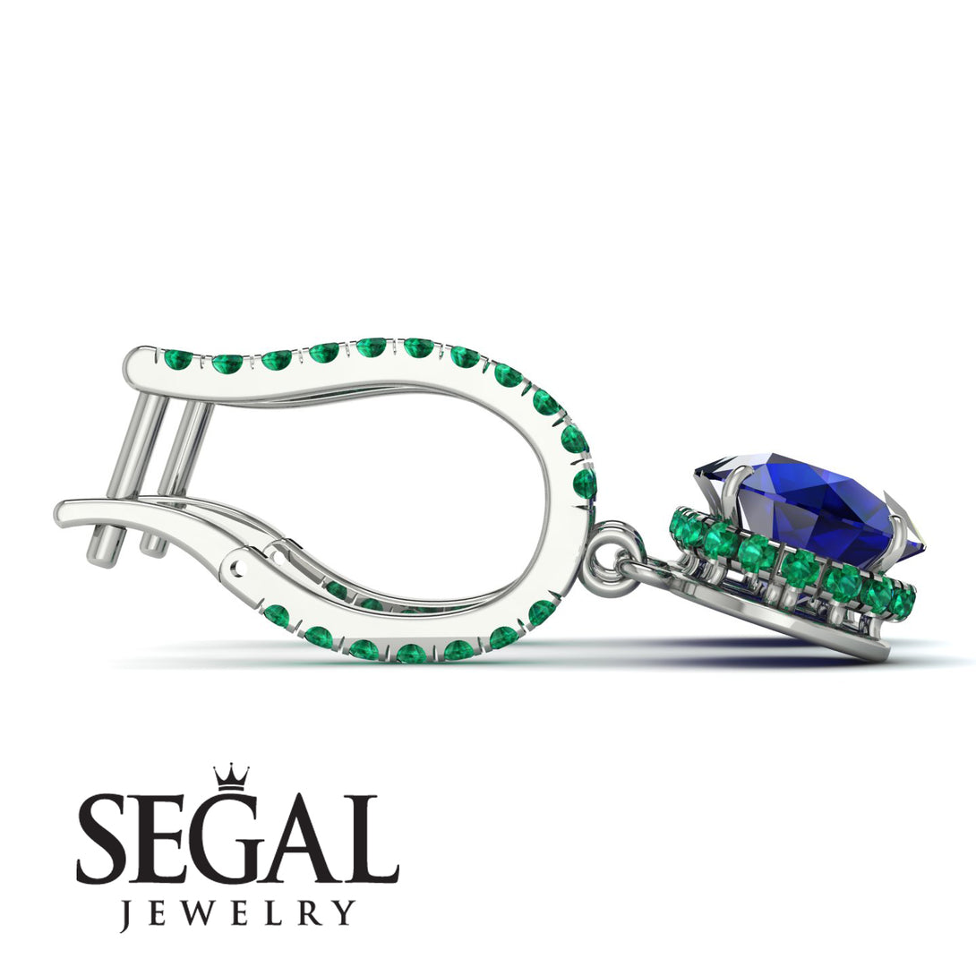 Sapphire Dangle Earrings With Hidden Halo - Adaline No. 30