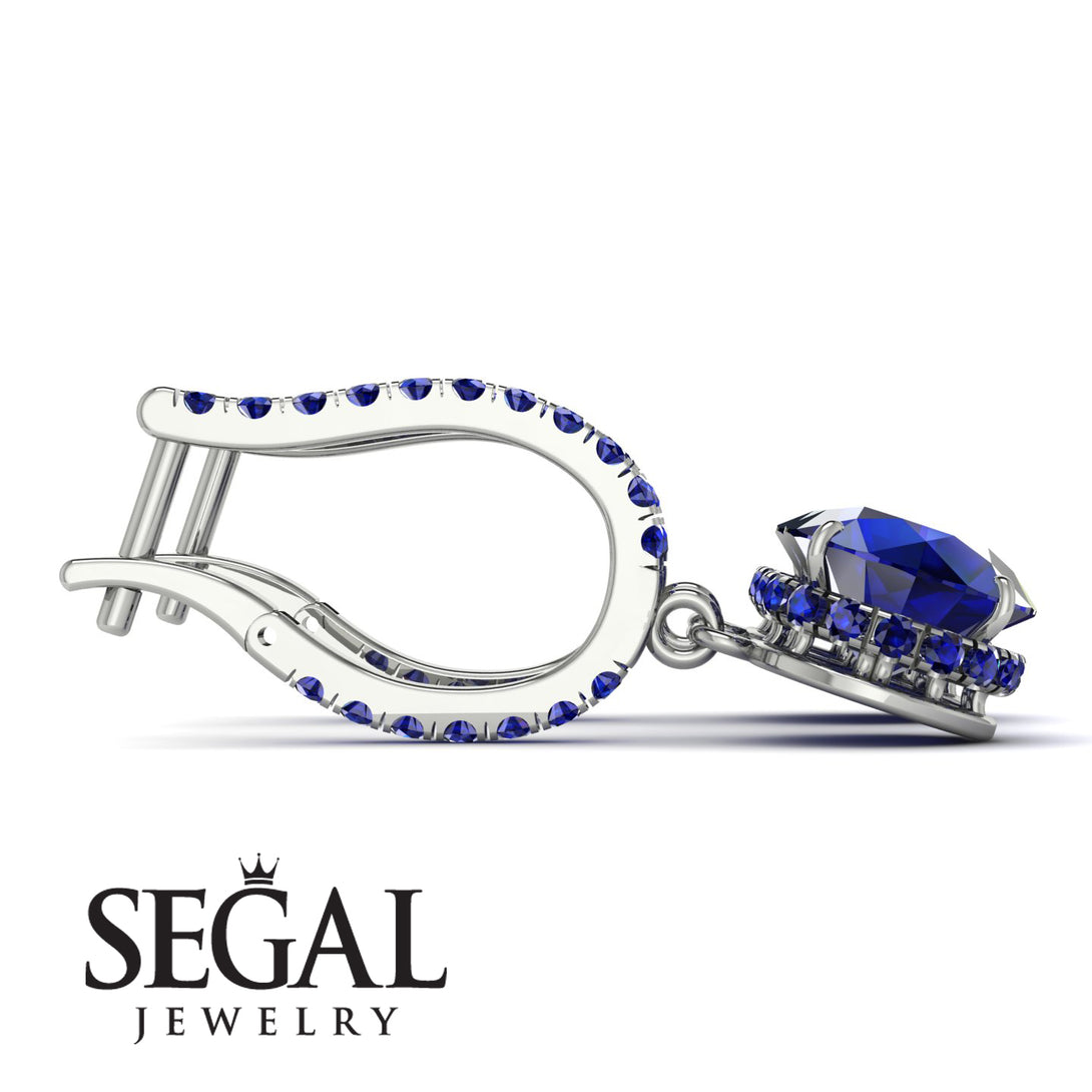 Sapphire Dangle Earrings With Hidden Halo - Adaline No. 75