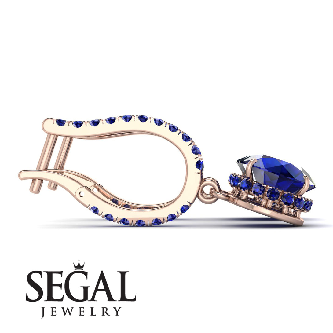 Sapphire Dangle Earrings With Hidden Halo - Adaline No. 74