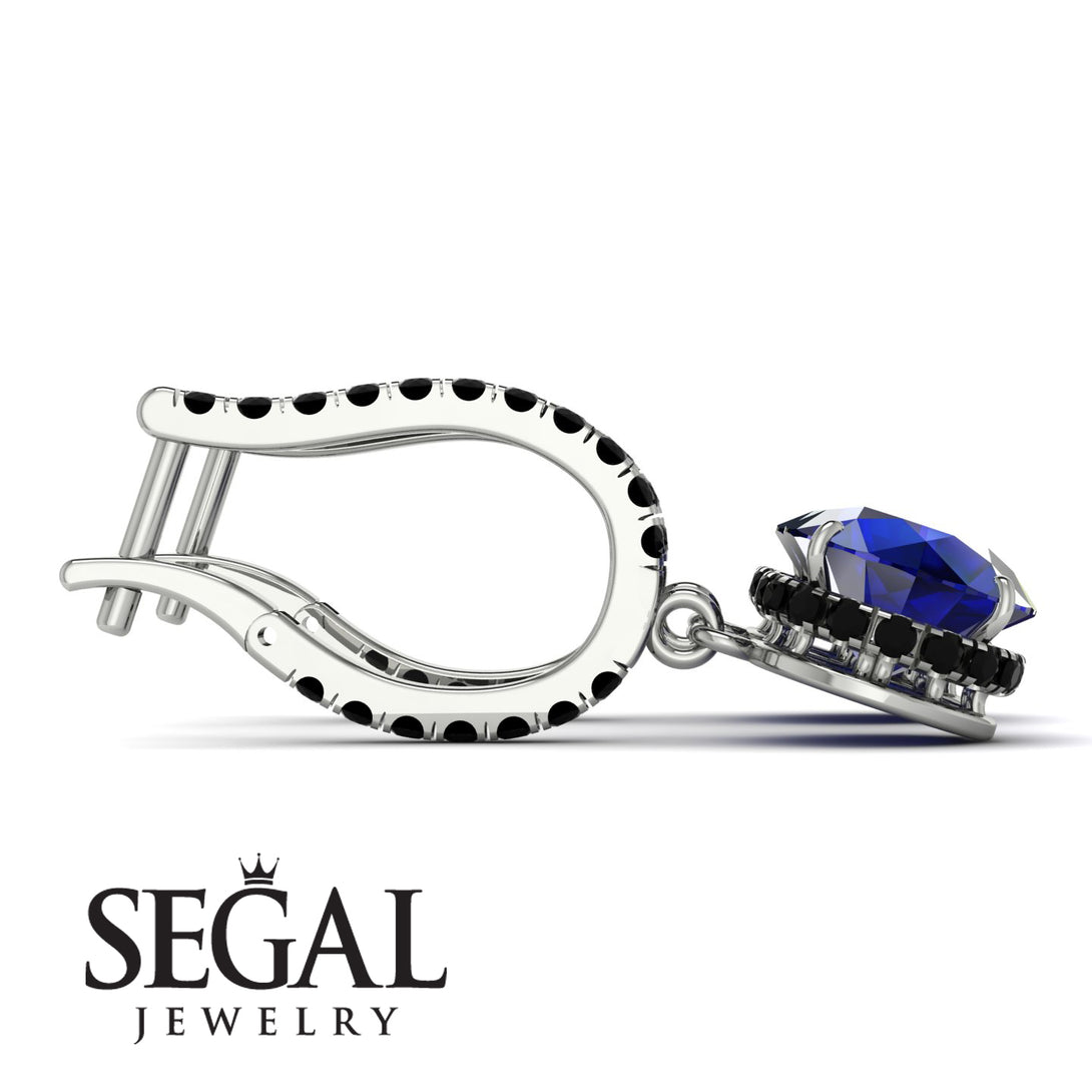 Sapphire Dangle Earrings With Hidden Halo - Adaline No. 45