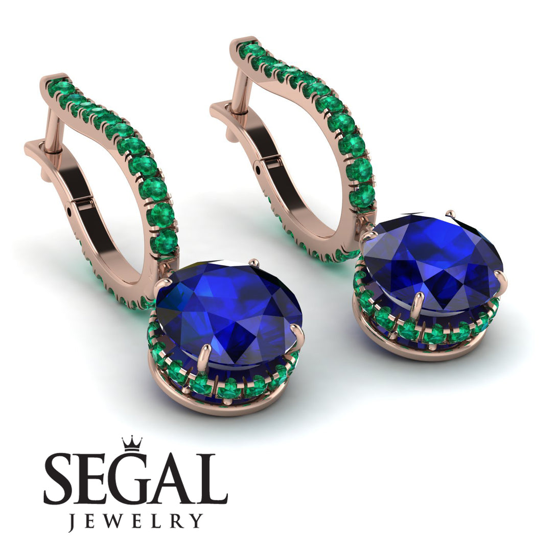 Sapphire Dangle Earrings With Hidden Halo - Adaline No. 29