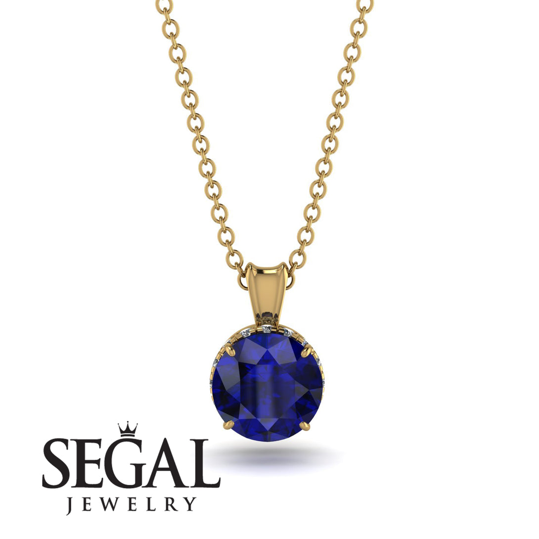 Sapphire Necklace With Hidden Halo - Adaline No. 13