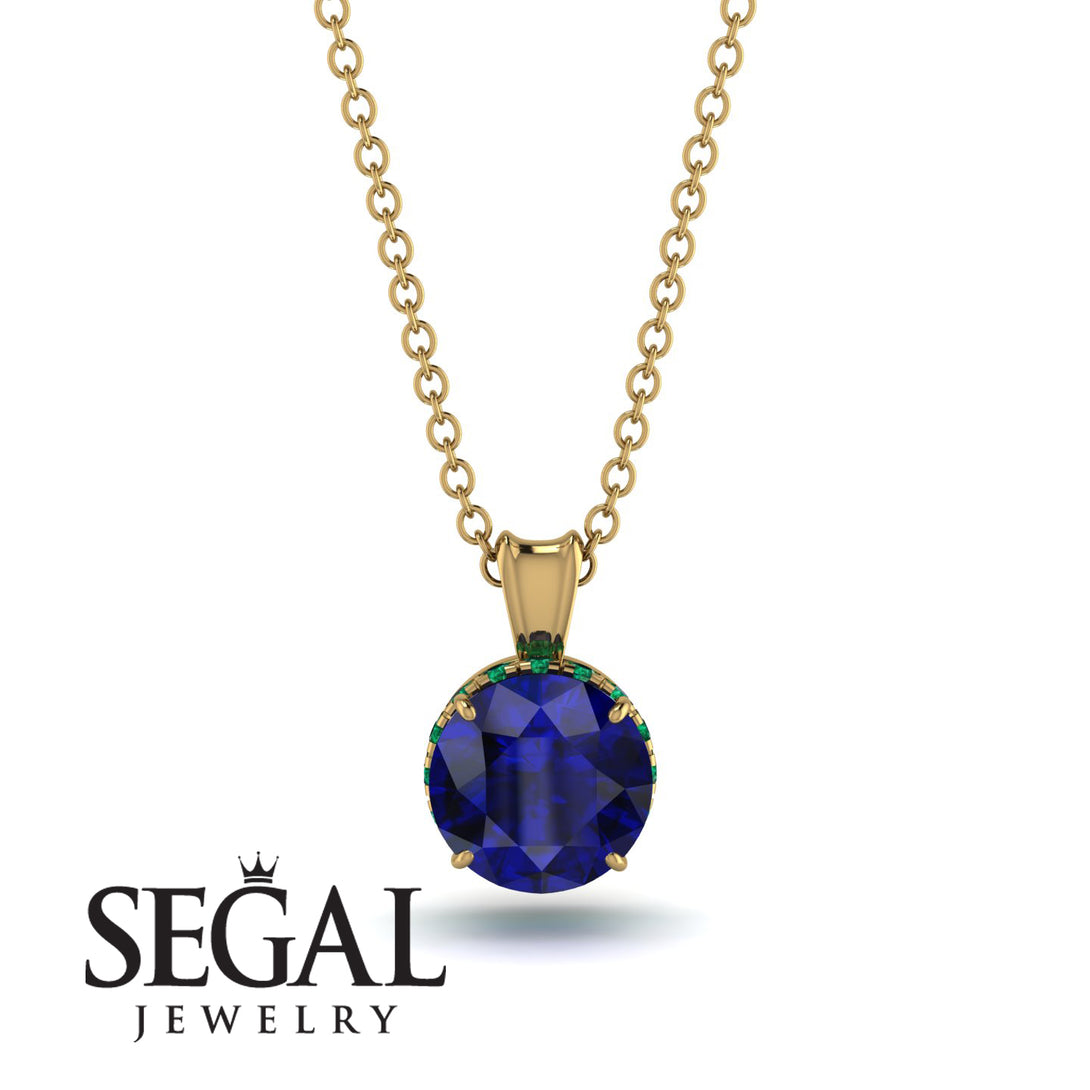 Sapphire Necklace With Hidden Halo - Adaline No. 28