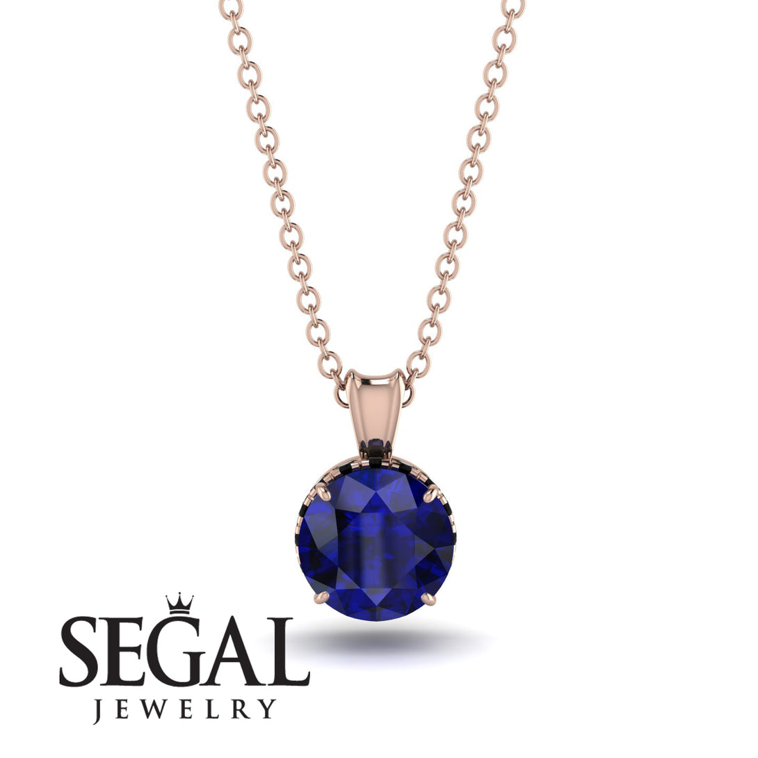 Sapphire Necklace With Hidden Halo - Adaline No. 44
