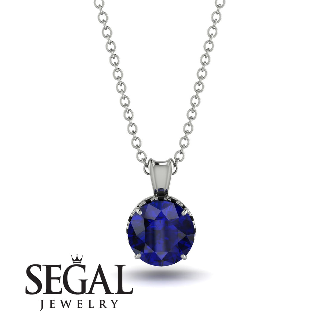 Sapphire Necklace With Hidden Halo - Adaline No. 45