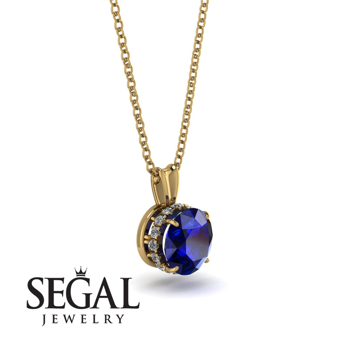 Sapphire Necklace With Hidden Halo - Adaline No. 13