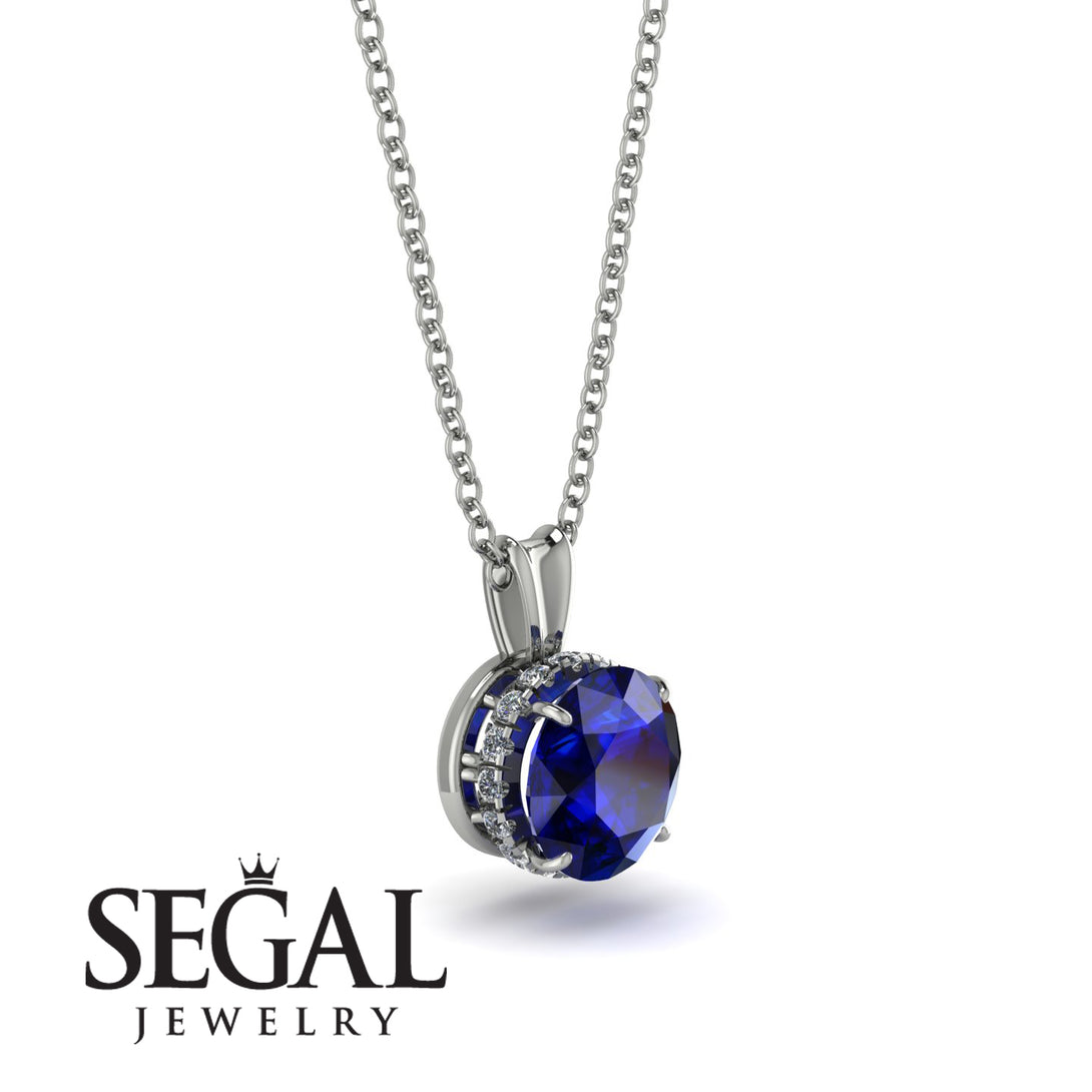 Sapphire Necklace With Hidden Halo - Adaline No. 15