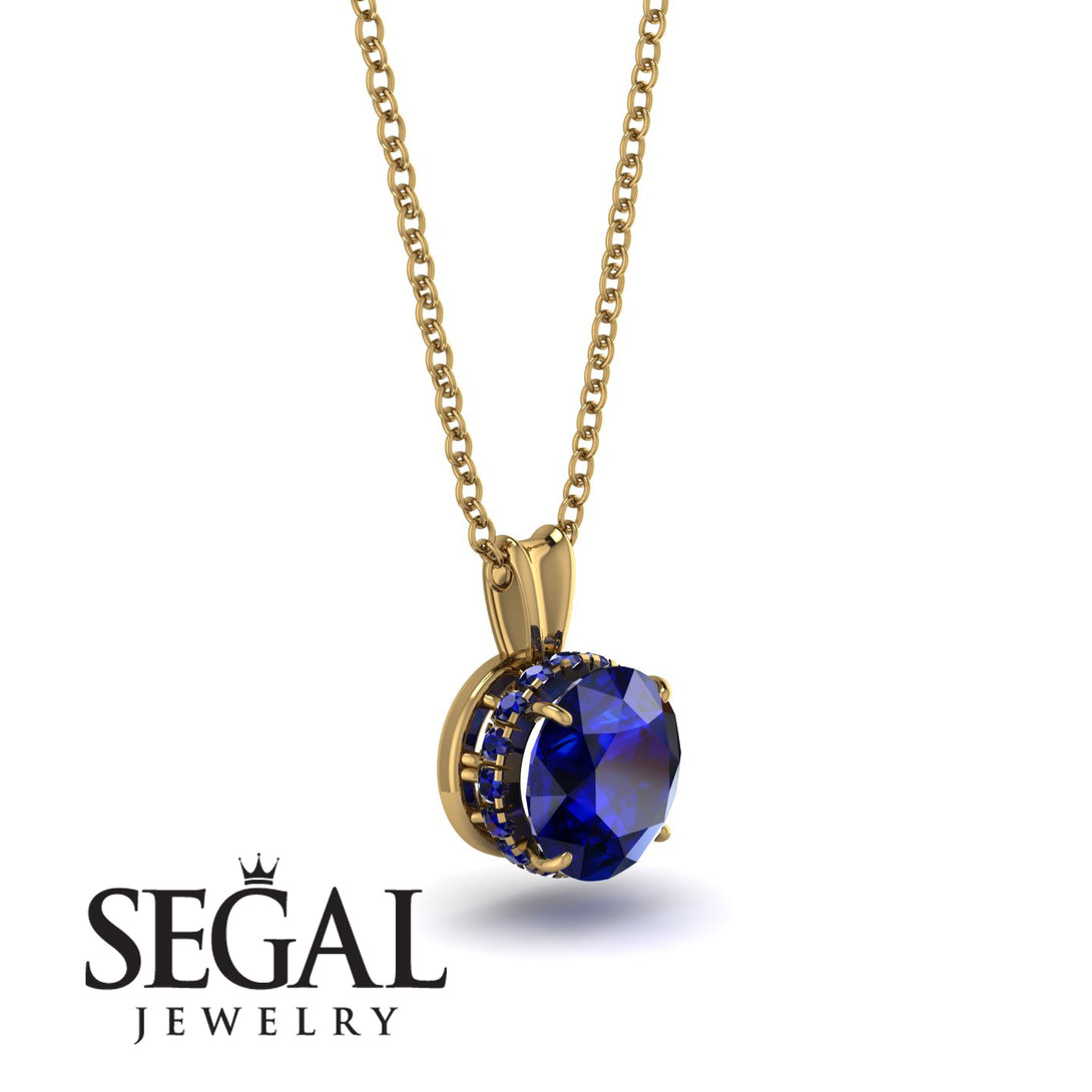 Sapphire Necklace With Hidden Halo - Adaline No. 73