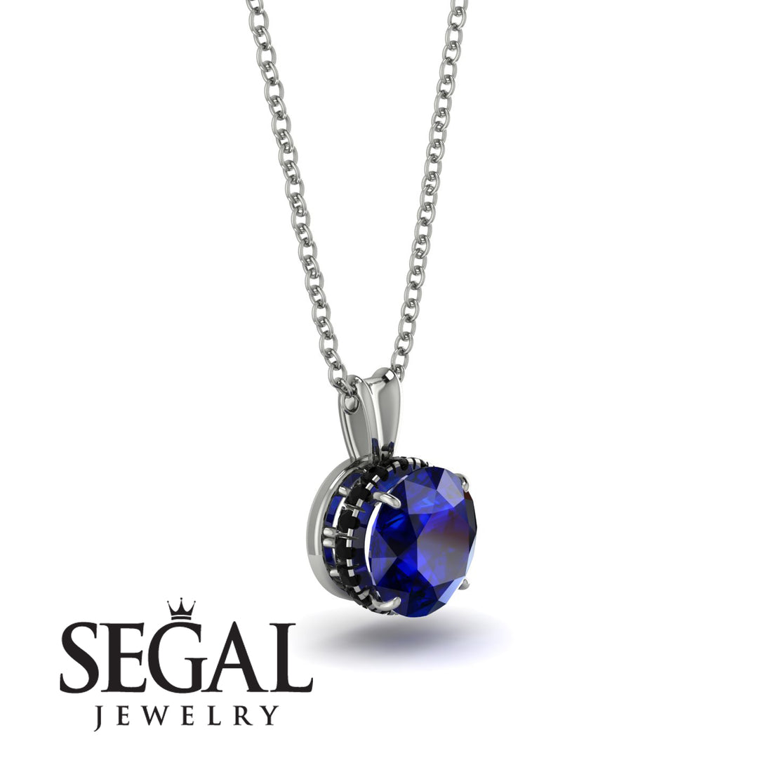 Sapphire Necklace With Hidden Halo - Adaline No. 45