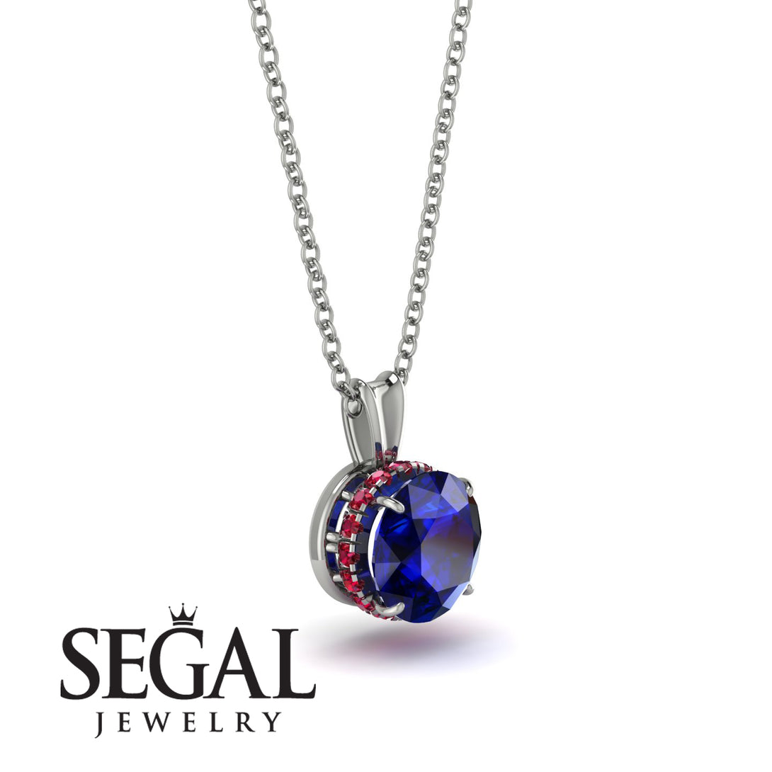 Sapphire Necklace With Hidden Halo - Adaline No. 60