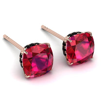 Hidden Halo Cushion Ruby Earrings - Alivia No. 41 image 1