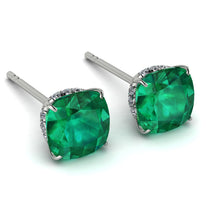 Hidden Halo Cushion Emerald Earrings - Alivia No. 6 image 1