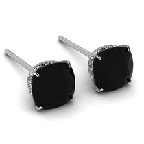 Hidden Halo Cushion Black Diamond Earrings - Alivia No. 9 image 1