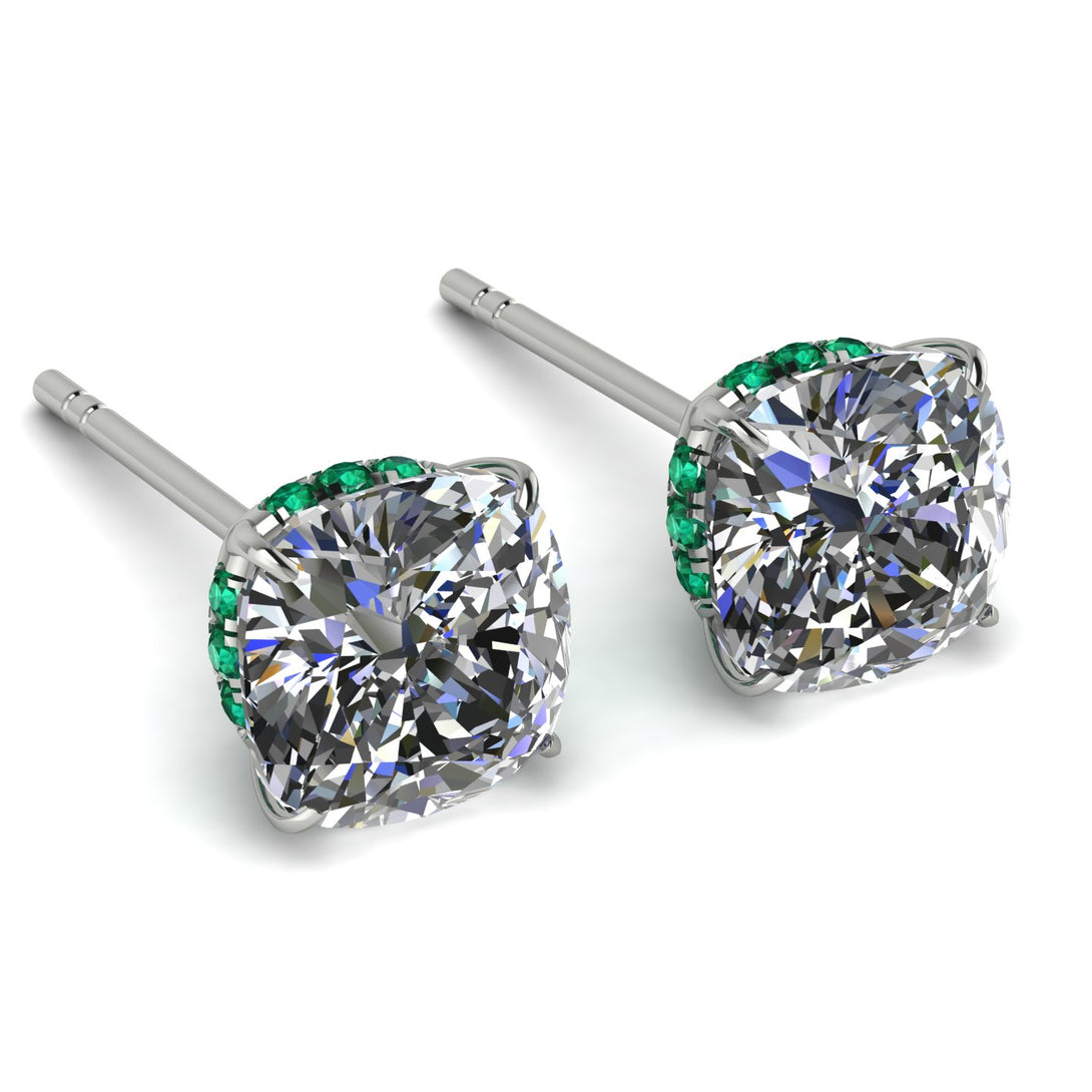 Hidden Halo Cushion Diamond Earrings - Alivia No. 18