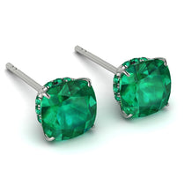 Hidden Halo Cushion Emerald Earrings - Alivia No. 21 image 1