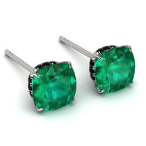 Hidden Halo Cushion Emerald Earrings - Alivia No. 36 image 1
