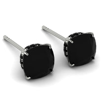 Hidden Halo Cushion Black Diamond Earrings - Alivia No. 39 image 1