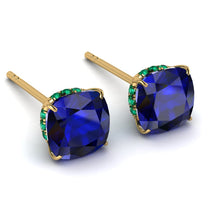 Hidden Halo Cushion Sapphire Earrings - Alivia No. 28 image 1