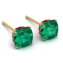 Hidden Halo Cushion Emerald Earrings - Alivia No. 49 image 1