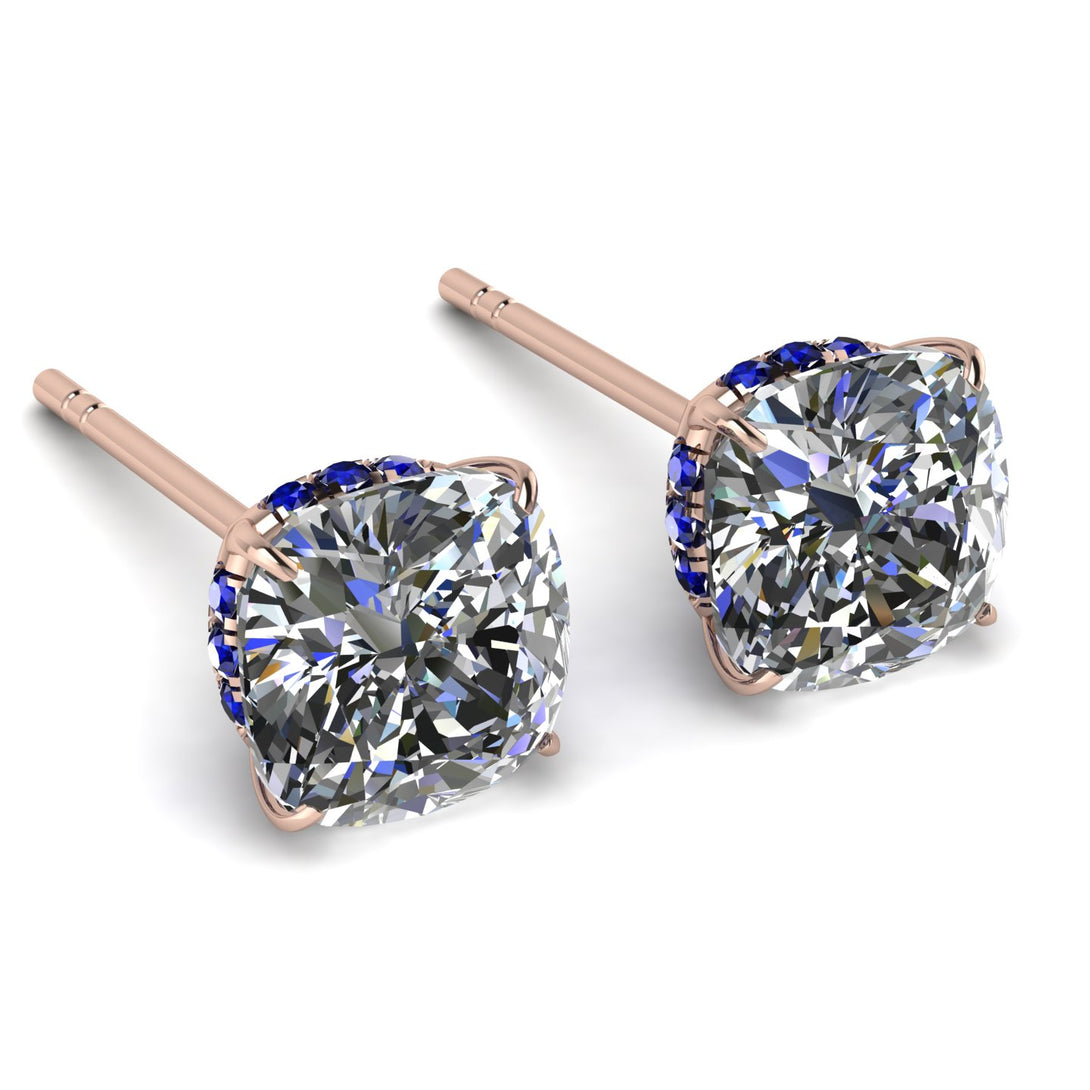 Hidden Halo Cushion Diamond Earrings - Alivia No. 62