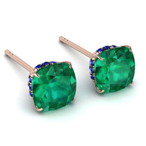 Hidden Halo Cushion Emerald Earrings - Alivia No. 65 image 1