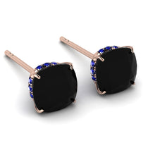 Hidden Halo Cushion Black Diamond Earrings - Alivia No. 68 image 1