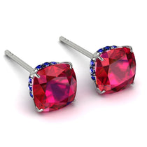 Hidden Halo Cushion Ruby Earrings - Alivia No. 72 image 1