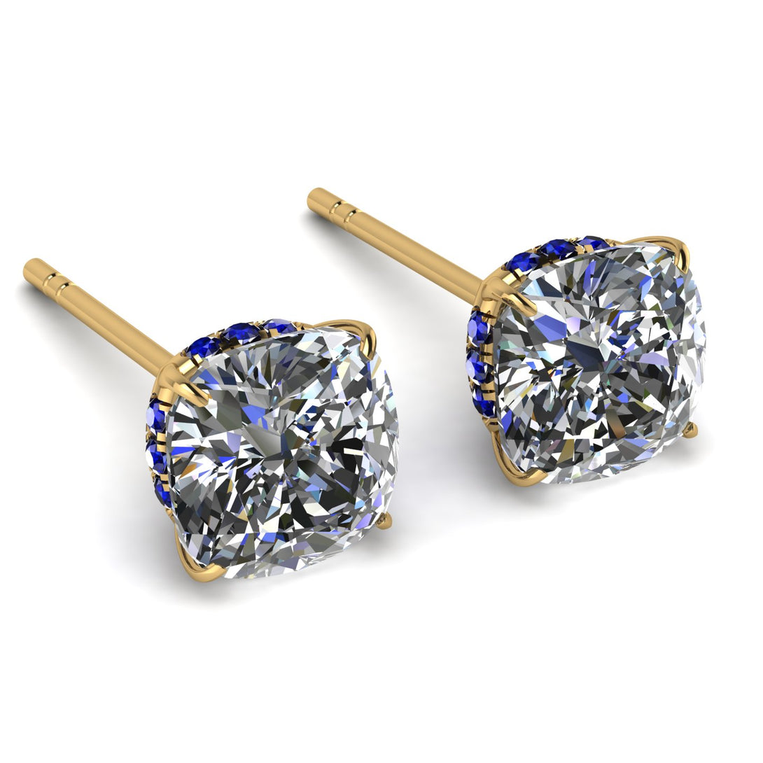 Hidden Halo Cushion Diamond Earrings - Alivia No. 61
