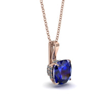 Hidden Halo Cushion Sapphire Necklace - Alivia No. 14 image 1