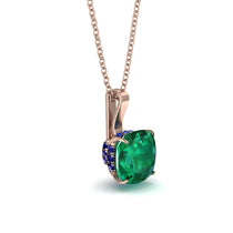 Hidden Halo Cushion Emerald Necklace - Alivia No. 65 image 1