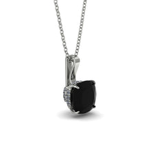 Hidden Halo Cushion Black Diamond Necklace - Alivia No. 9 image 1