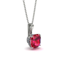 Hidden Halo Cushion Ruby Necklace - Alivia No. 12 image 1