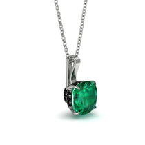 Hidden Halo Cushion Emerald Necklace - Alivia No. 36 image 1