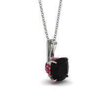 Hidden Halo Cushion Black Diamond Necklace - Alivia No. 54 image 1