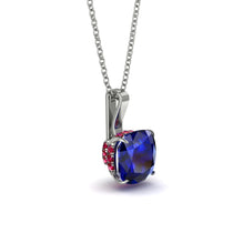 Hidden Halo Cushion Sapphire Necklace - Alivia No. 60 image 1