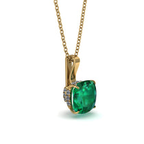 Hidden Halo Cushion Emerald Necklace - Alivia No. 4 image 1