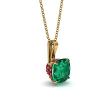 Hidden Halo Cushion Emerald Necklace - Alivia No. 49 image 1
